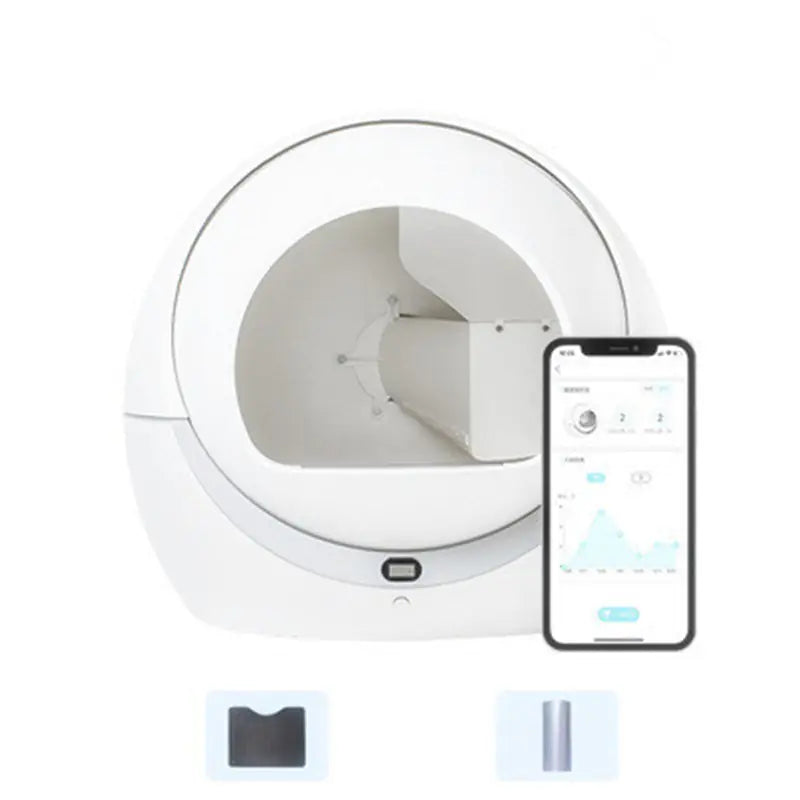 Automatic Rotating Cat Litter Box with Detachable Door