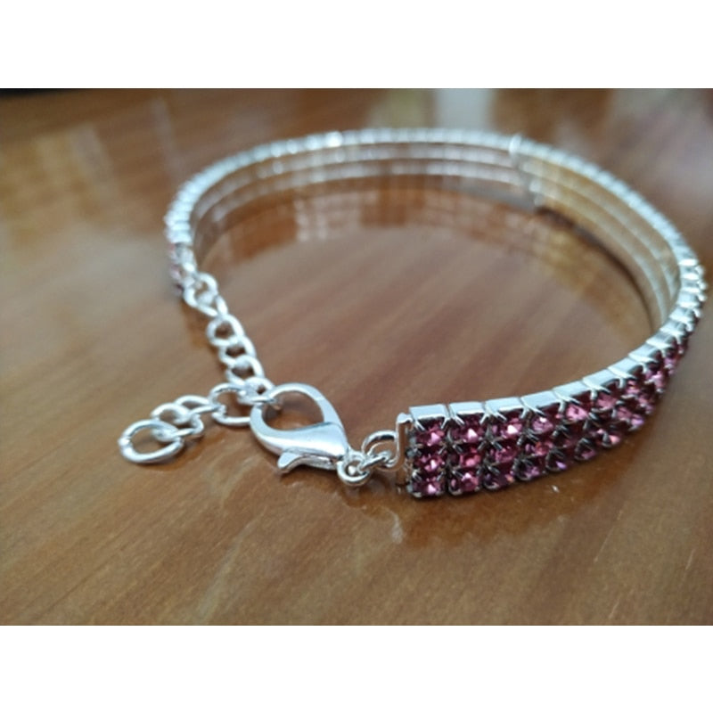 Heart-Shaped Whinestone Pet Collar