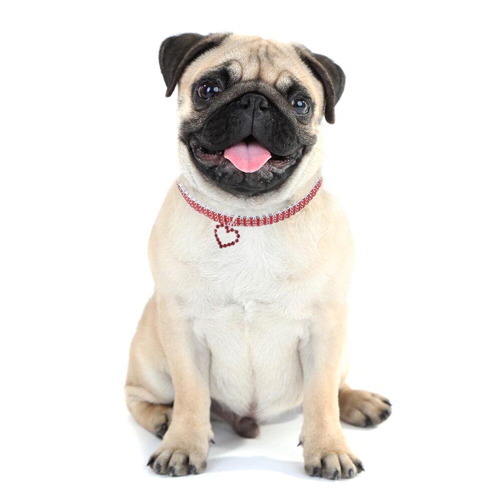 Heart-Shaped Whinestone Pet Collar